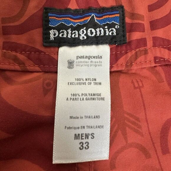 Patagonia Board Shorts Mens 33 (32) Orange Geometric Swim Trunks 9" Nylon Adult - Picture 2 of 9